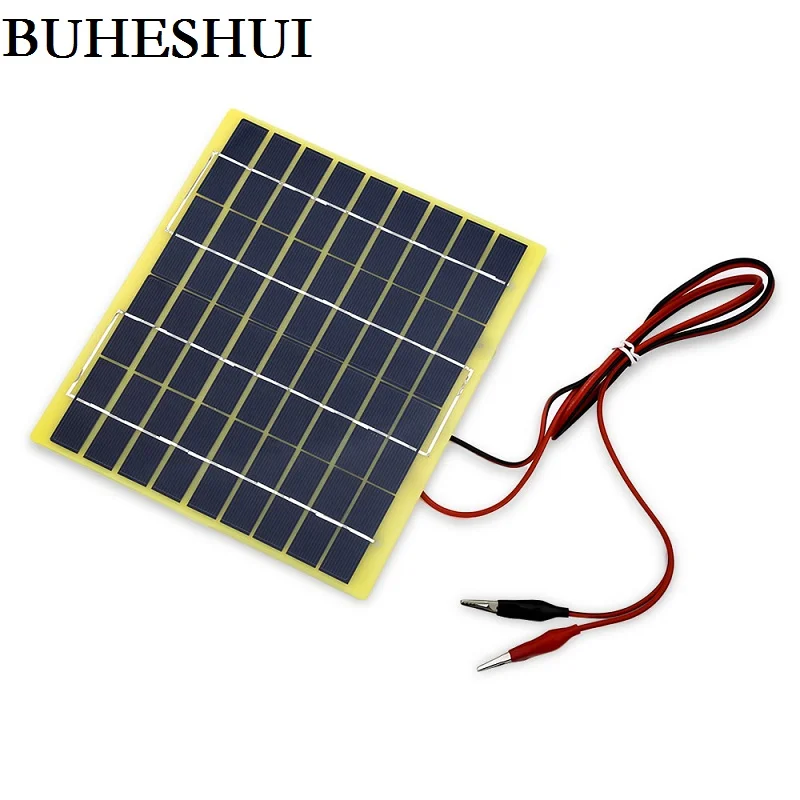 10Watt 18V Solar Panel with 1M Alligator Clip Cable Solar Cell for 12V Garden Fountain Pond Battery Charger