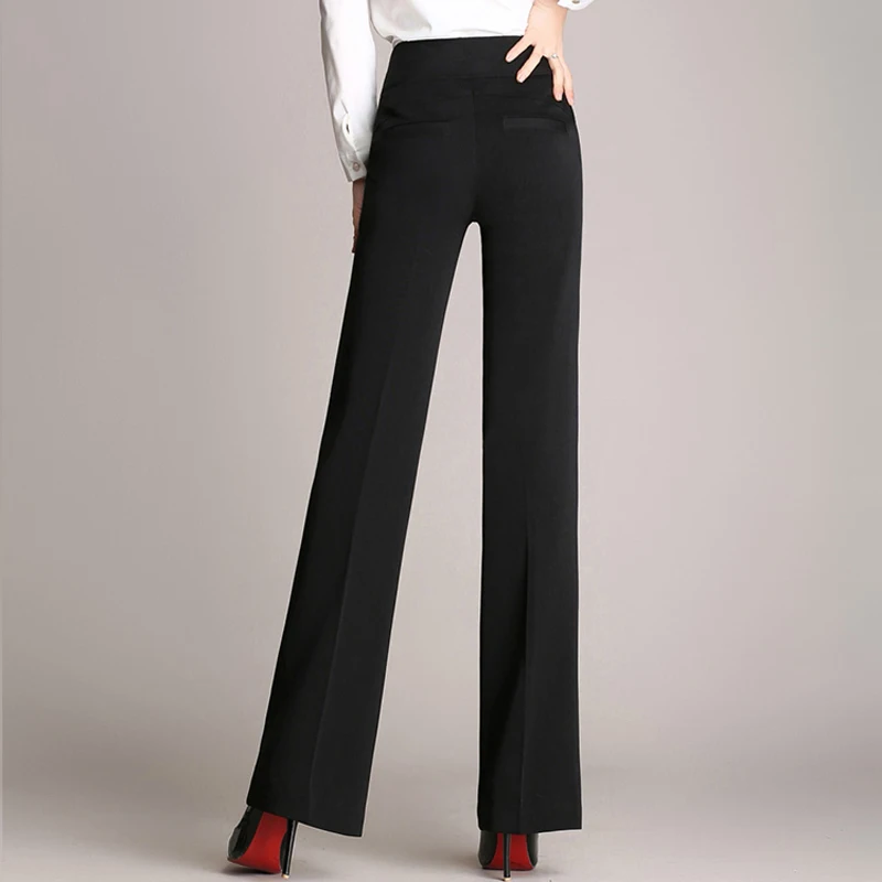 Classic Vintage Baggy Wide Leg Pants Women Elegan High Waist Straight Pants Long Trousers Womens Office Lady Casual Suit Pants