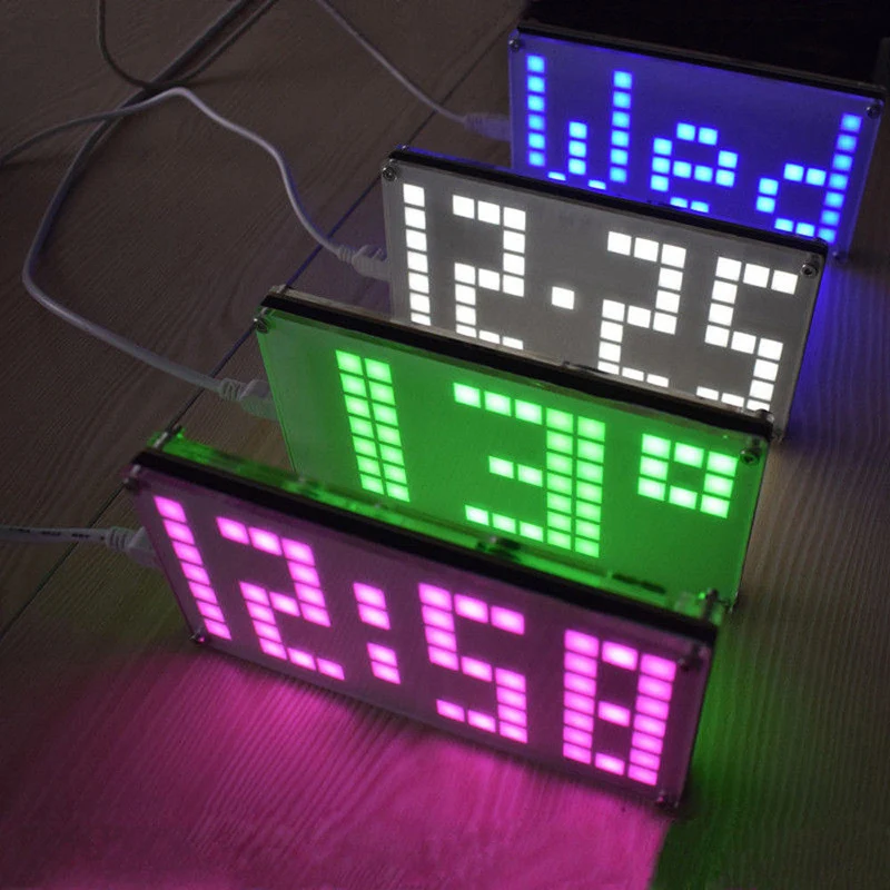 DS3231 DIY Digital LED Clock Kit digit Light Control Temperature Date LED Lattice Clock Kit Time Display