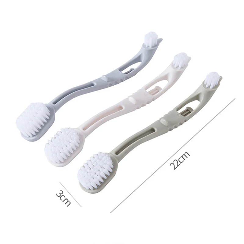 GOALONE Shoes Cleaning Brush 3 in 1 Multifunctional Double Head Tennis Sneaker Cleaner Brush Portable Long Handle Cleaning Brush