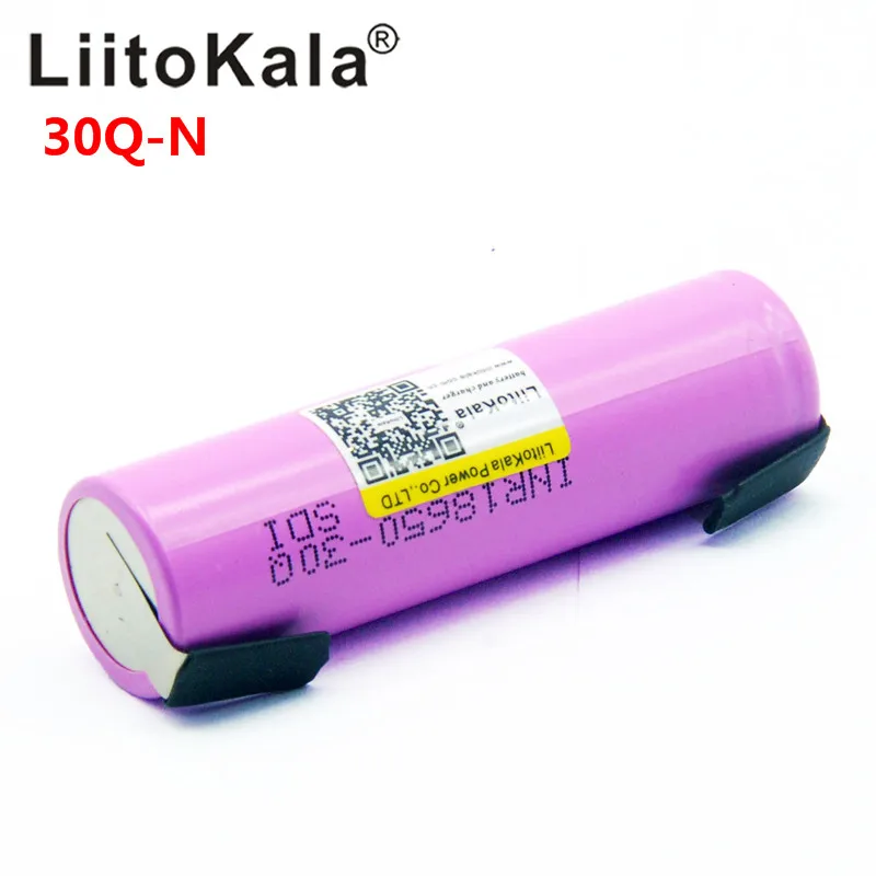 LiitoKala 100% Original 3.7V INR 18650 30Q-N 3000mAh Rechargeable Batteries 18650 Battery