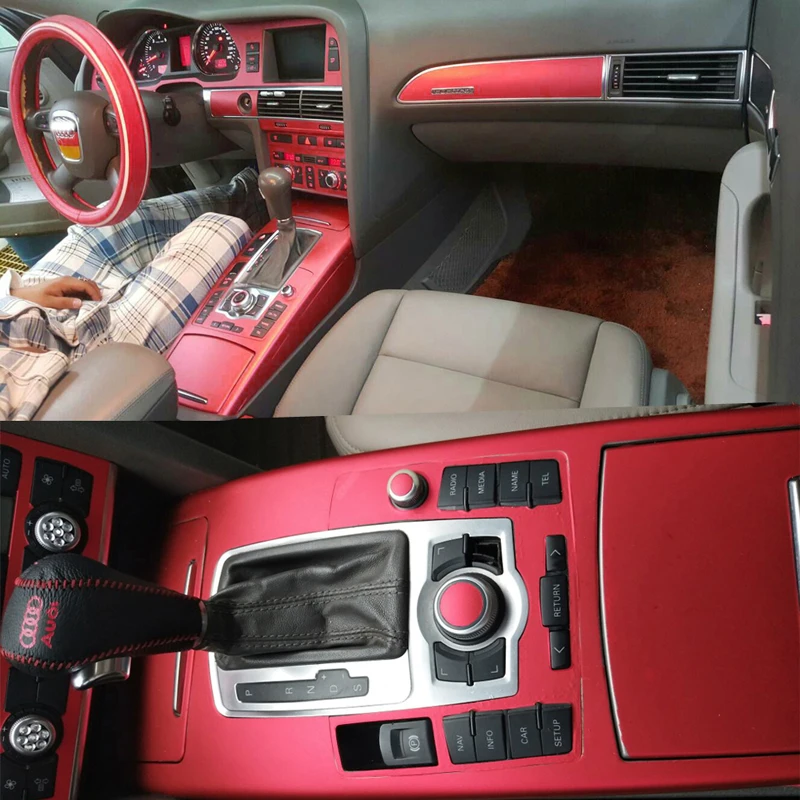 Car-Styling 3D/5D Carbon Fiber Car Interior Center Console Color Change Molding Sticker Decals For Audi A6 C6 2005-2011