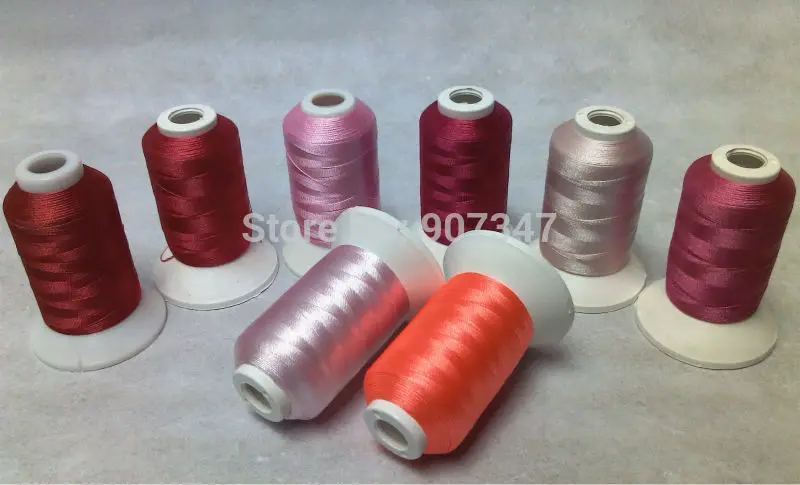 Simthread Pink Series Polyester Machine Embroidery Thread Filament 550 Yards *8 Mini Spools ,120d/2 ,High Strength ,Light Weight