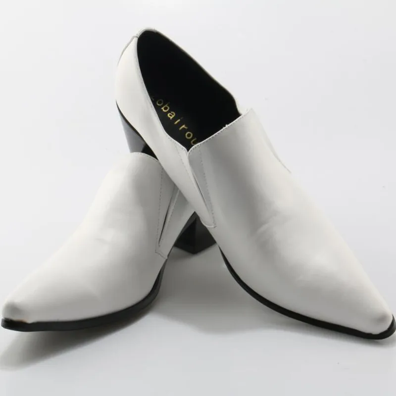 Zobairou mens shoes high heels white party wedding mens leather shoes oxford slipon formal shoe lasts luxury