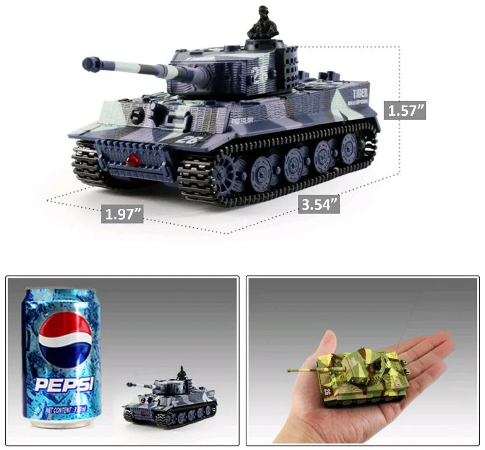 Greatwall 1:72 Radio Remote Control Mini Rc German Military Tiger Tank with Sound Toys(Vary Colors)