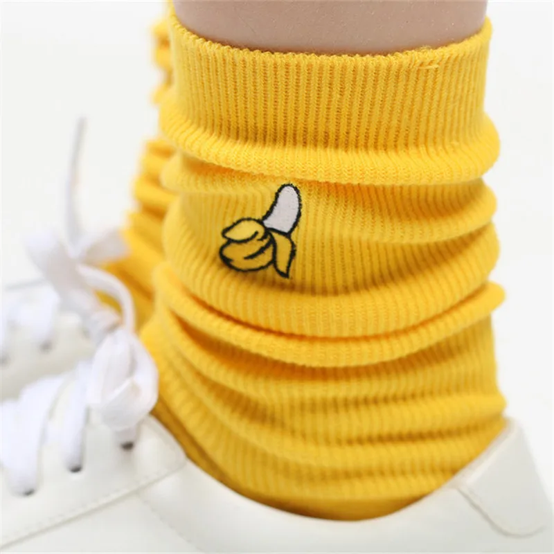 Cute Cartoon Fruit Print Avocado Banana Cherry Peach Girls Kawaii Socks meias Korean Harajuku Embroidery Pile Heap Funny Socks