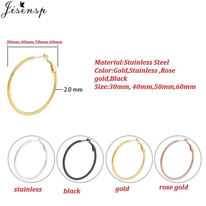 Jisensp 30/40/50/60mm Trendy Large Hoop Earrings Smooth Circle Earrings for Women Jewelry Hyperbole Oversizes Accessories