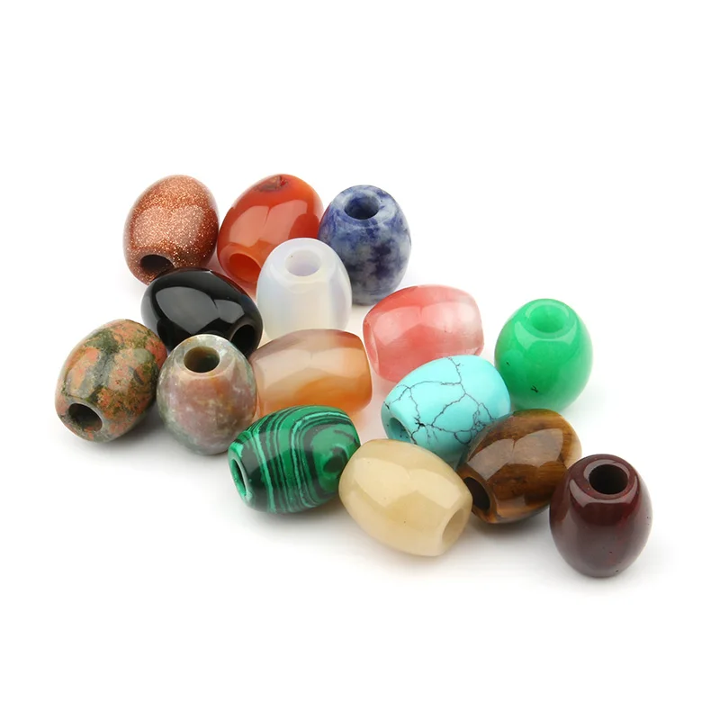 Fashion Natural Stone Flat Beads Multiple Colour Big Hole Good Quality DIY Jewelry Accessories 20*15mm Hole size 6mm