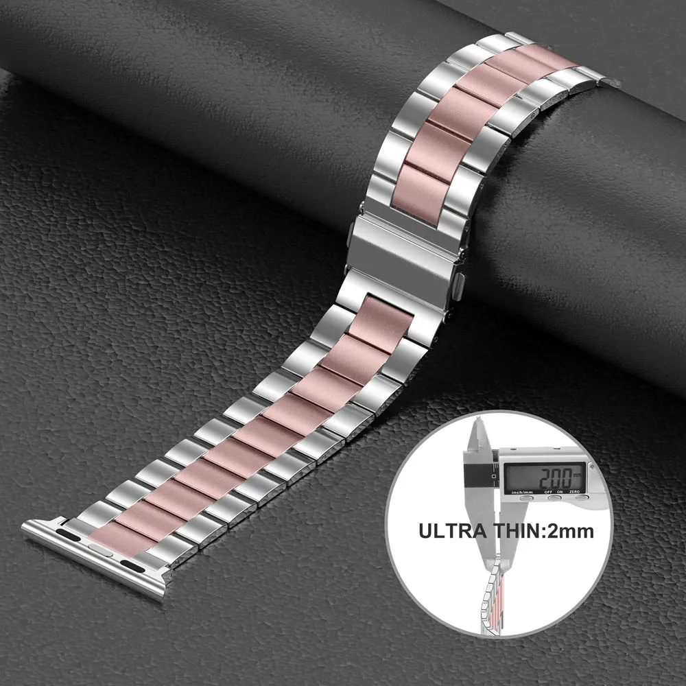 Toyouths Stainless Steel Strap for Apple Watch Band 38mm 42mm 2019 Metal Men Women Sport Watchband for iwatch series 5/4/3/2/1