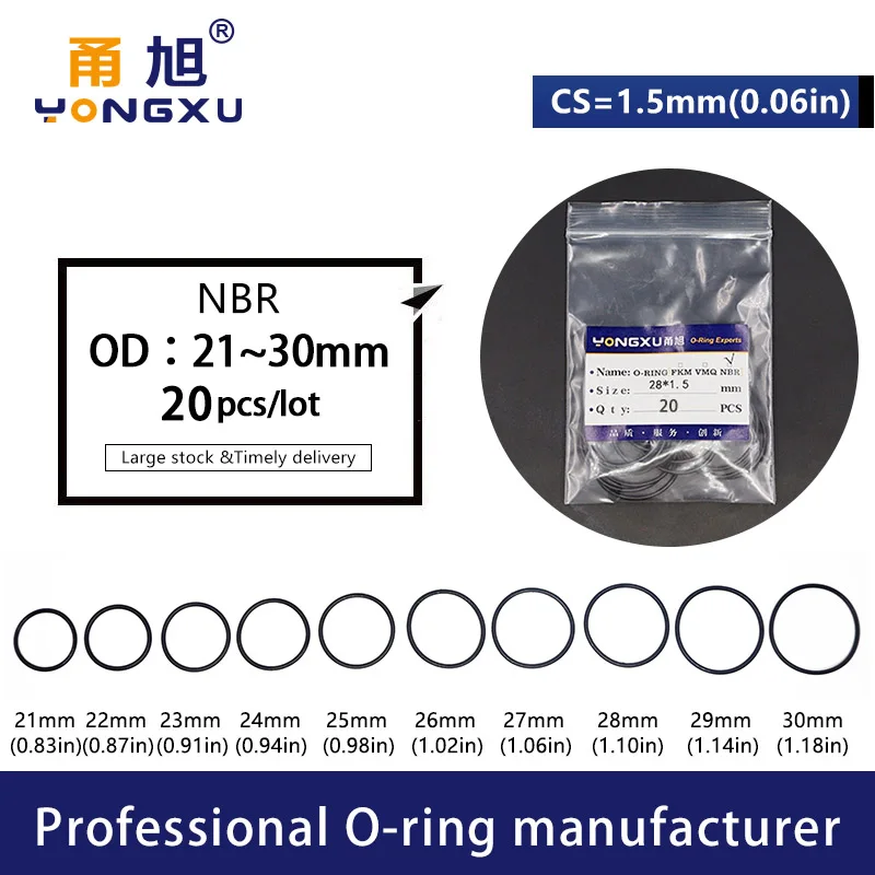 Thickness CS1.8/2.65mm Black FKM O-ring FPM fluorine rubber sealing gasket elasticity rubber washer ring Spot wholesale