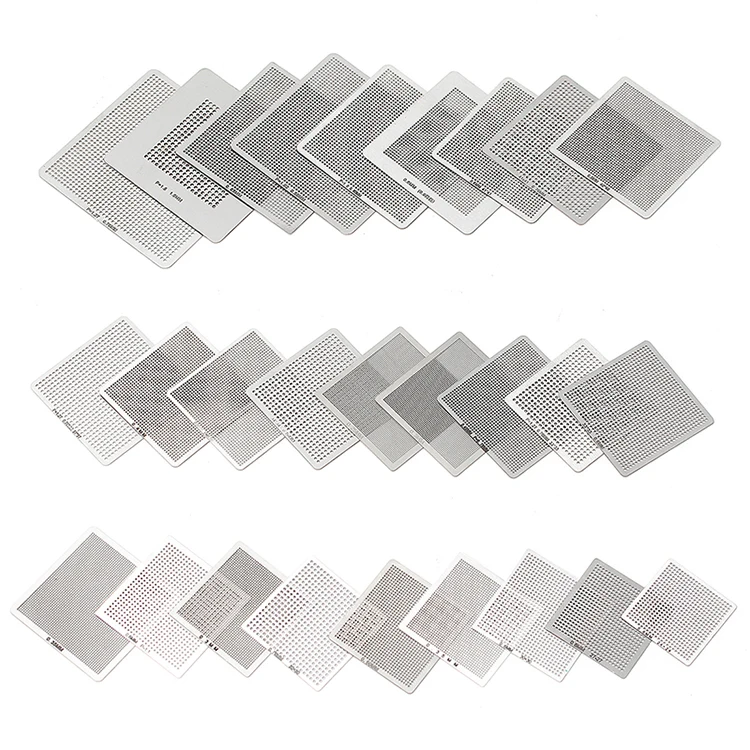 Directly Heat BGA Reball Reballing Net Universal Stencils Template Set Kit Silver Steel Welding Fluxes with stand