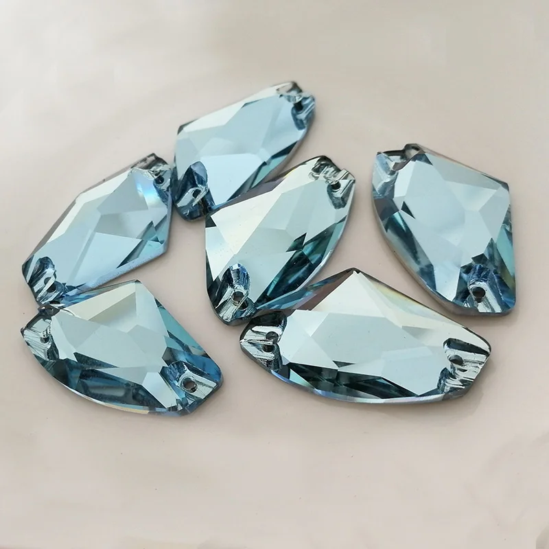 YANRUO 3256 Galactic Aquamarine Sew On Stones Glass Rhinestones Stones Flatback Sewing For Clothes