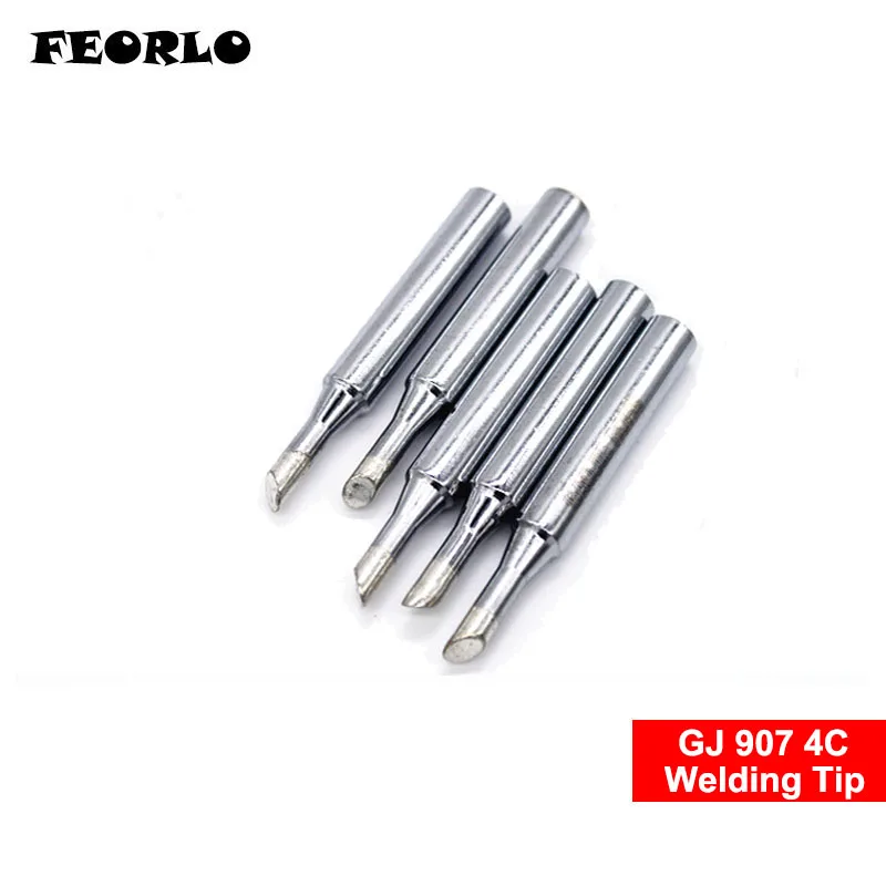 FEORLO 5PCS/ lot GJ-4C Lead-free solder tip Universal MT-3927 MT-3917 905E 907 MT-3918 Tips GJ-4C welding stings