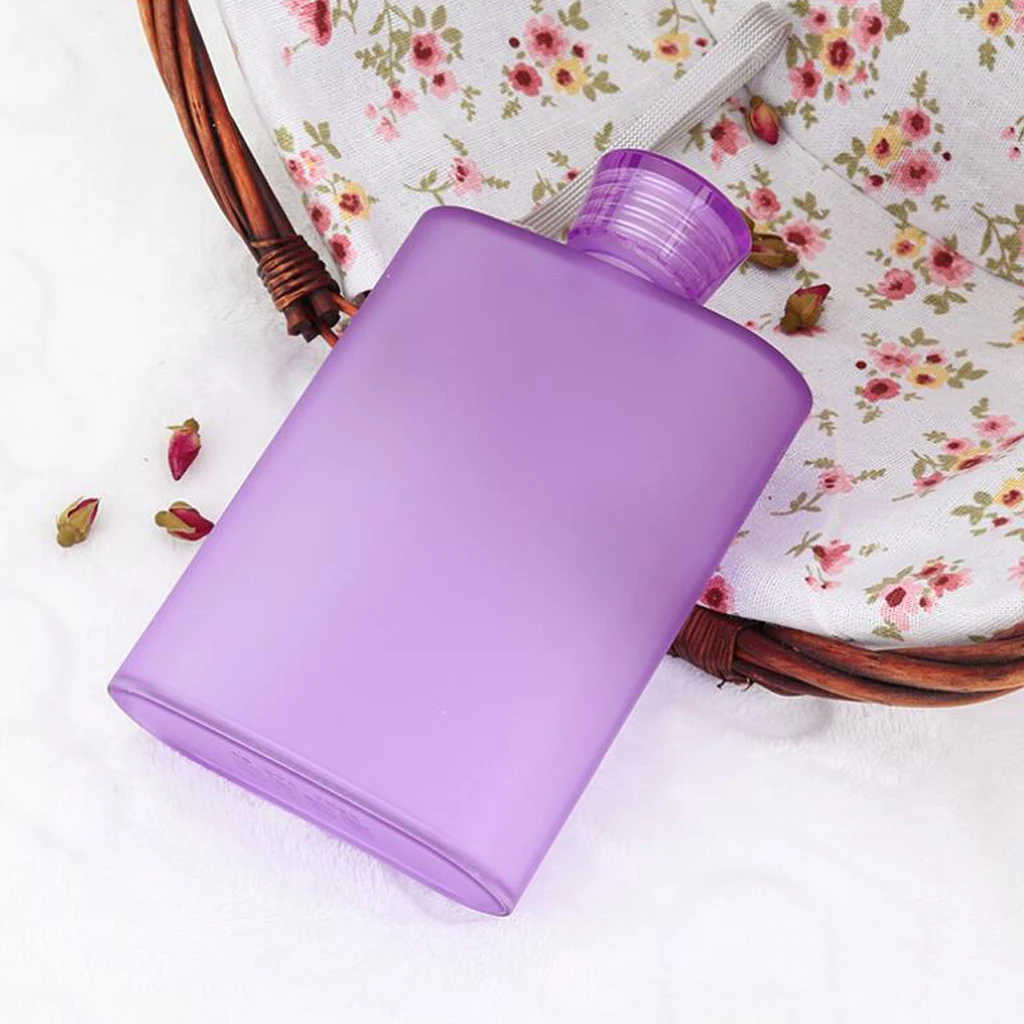 400ml Reusable Small Drinking Water Bottle - BPA Free, Leakproof, Refillable Flat Memo Slim Thin Flask for Sport, Travel, School