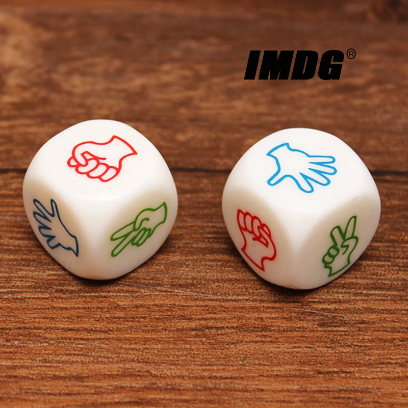 Roshambo-Paire de dés de jeu créatifs en acrylique, ciseaux à papier rock, ciseaux à papier, dés à coin rond, boutique de haute qualité, 20mm
