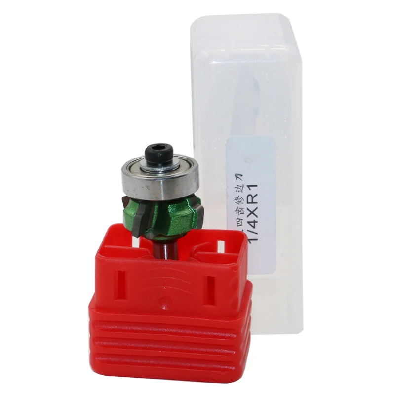 1/4 "* R1 Vier Tanden Trimmen Mes Houtbewerking Frees Met Lager Hout Router