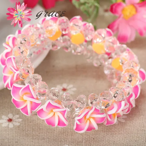 1 шт./лот, милые браслеты ручной работы из полимерной глины с плюмерией и цветами франжипани для девочек и женщин, украшения для отдыха на Гавайях топ 12 гавайский браслет - №7