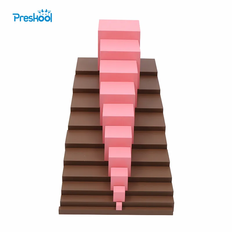 

Montessori Brown Stairs and Pink tower Baby Toy Early Childhood Education Preschool Kids Brinquedos Juguetes