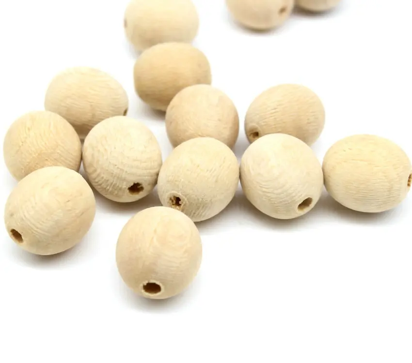 400pcs oval beads natural eco friendly 17mm*15mm wood beads with hole - wooden beads - natural color, raw, beech tree