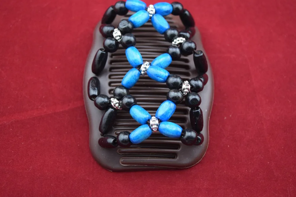 blue Stretchy   Beaded Double Magic Hair Combs Clip  hairpins hair accessories for professional work lady  20 pcs/lot