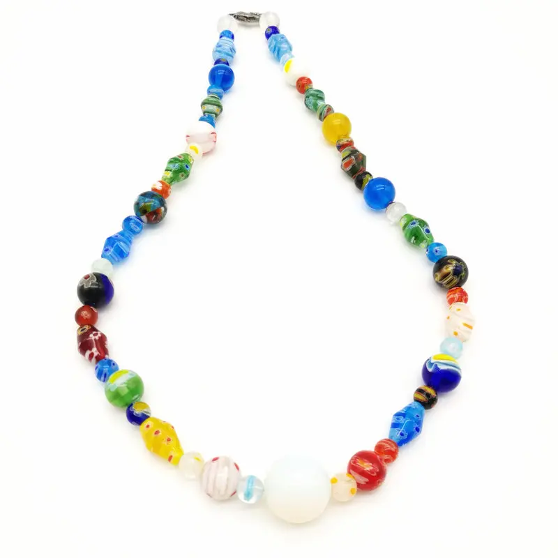 1PCS Handmade Murano Thousand flower Glass Bead necklace Fashion DIY Handmade Personality Female Opal Jewelry