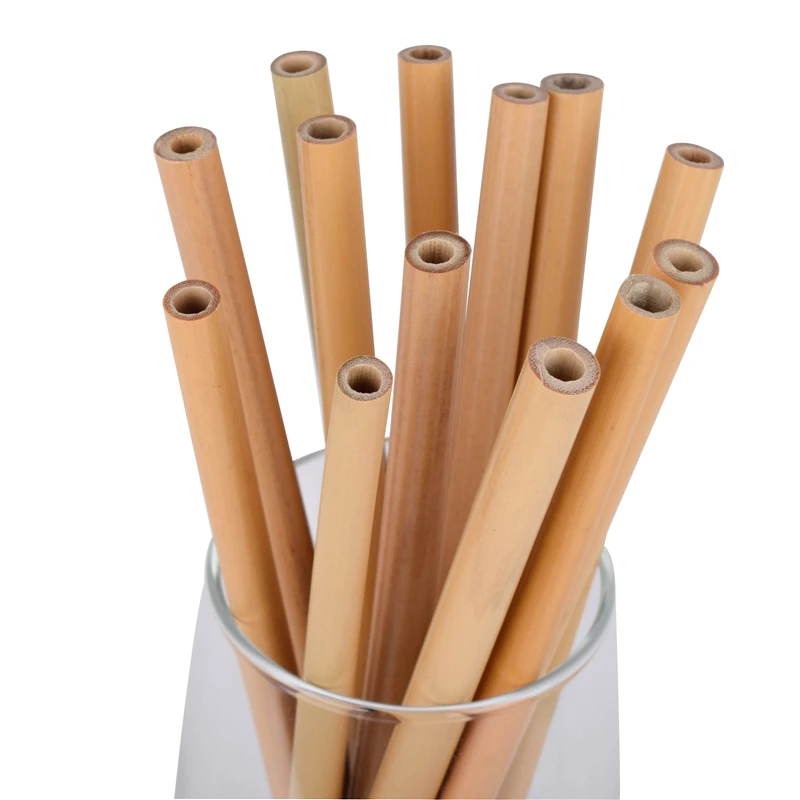 250pcs smooth Natural Straws Party Wedding Bar Tool Bamboo Reusable Straw 19cm Organic Bamboo Drinking Straws cocktail straws