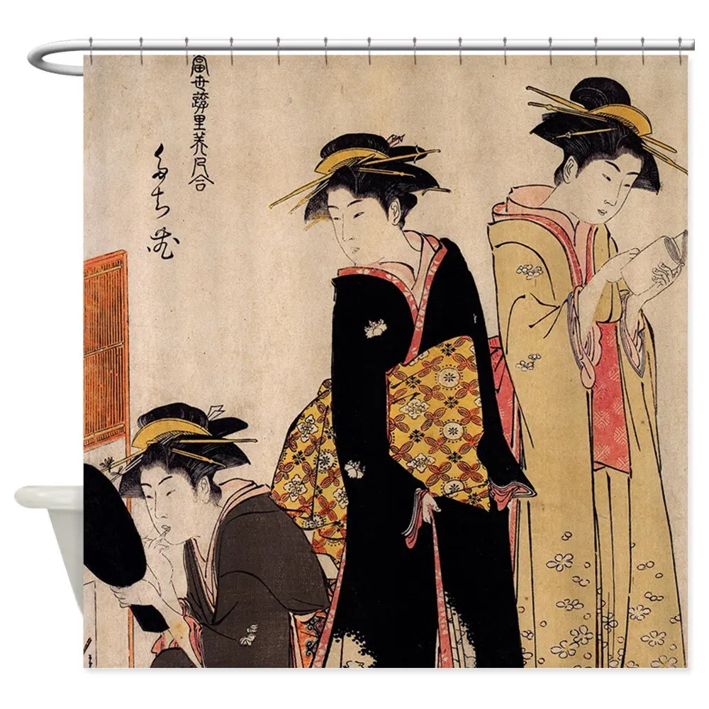 Geishas Decorative Fabric Shower Curtain