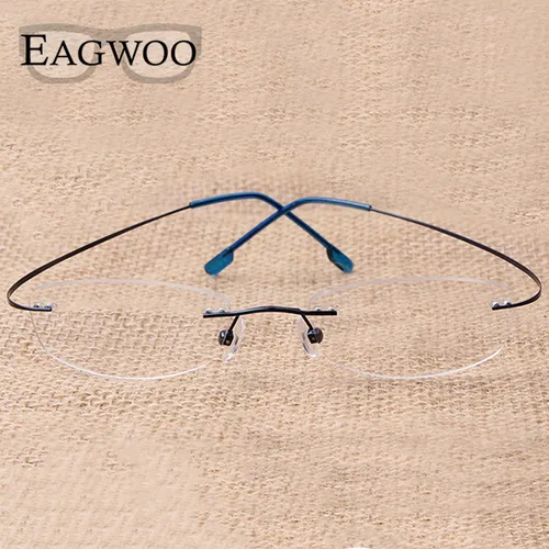 Imagen 2 del producto Gafas de titanio puro, montura óptica flexible sin montura, gafas graduadas, gafas sin marco, patillas de línea 010
