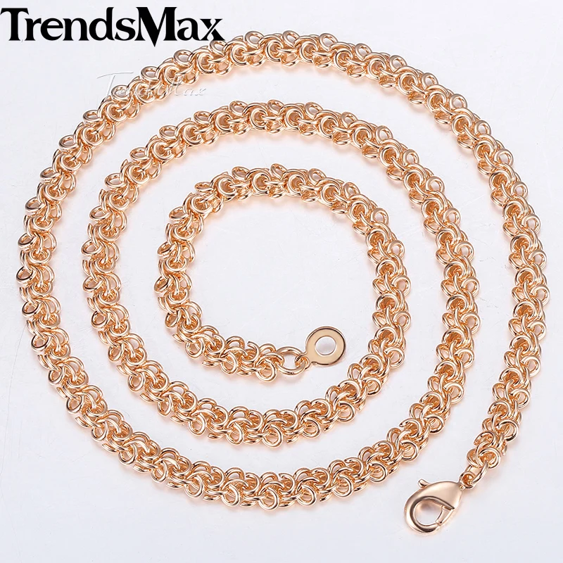 Necklaces For Women Men 585 Rose Gold Color Swirl Link Chain Necklace Woman Fashion Gift Dropshipping Wholesale Jewelry 6mm CN13