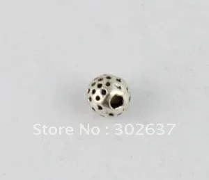 

100 Tibetan silver dotted round spacer beads 7mm A8365