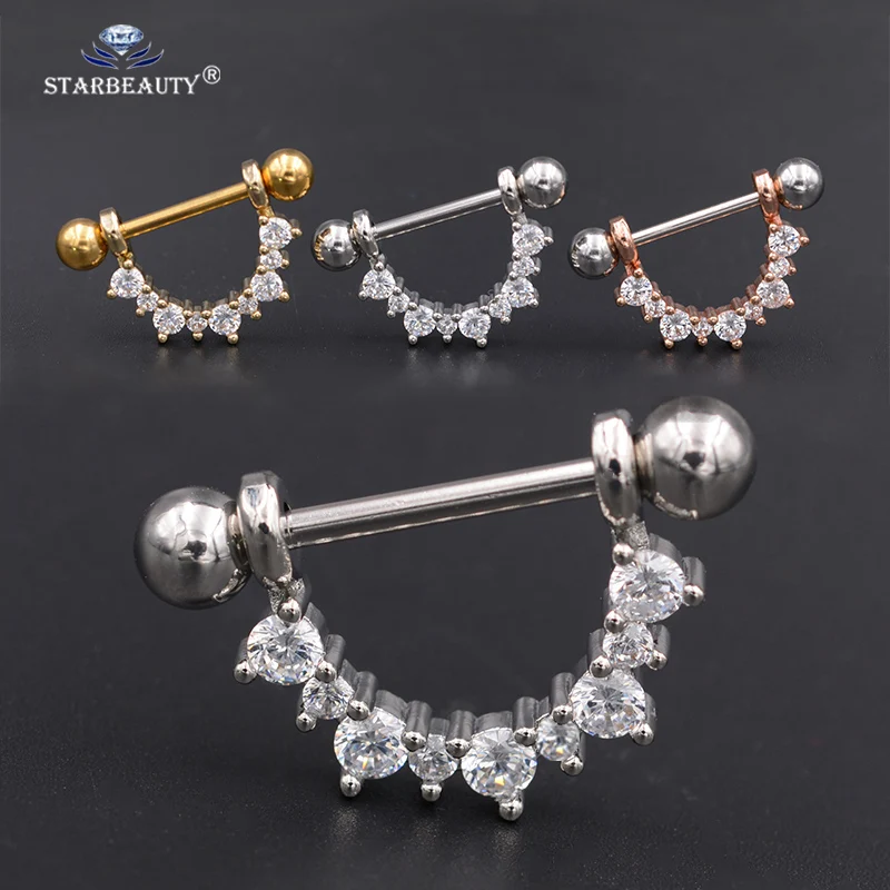 

Starbeauty 1Pair Silver Rose Gold Color U Shape Nipple Piercing Shield Bars Steel Piercing Nipple Piercing For Woman Men
