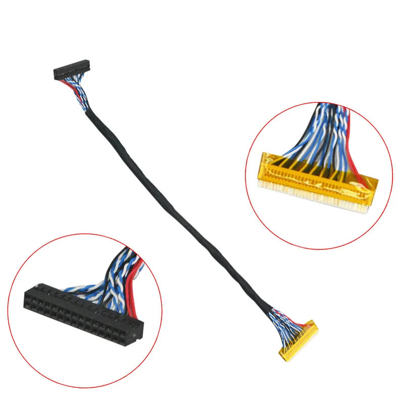 26cm FIX 30Pin 2ch 6 Bit LVDS Cable For 15inch 15.4inch 17.1inch 1440x900 1920x1080 1600x1200 TFT LCD Panel Screen