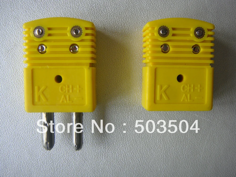 Standard Type K type thermocouple connector,  Male & Femal, Yellow color Round Hollow Pin