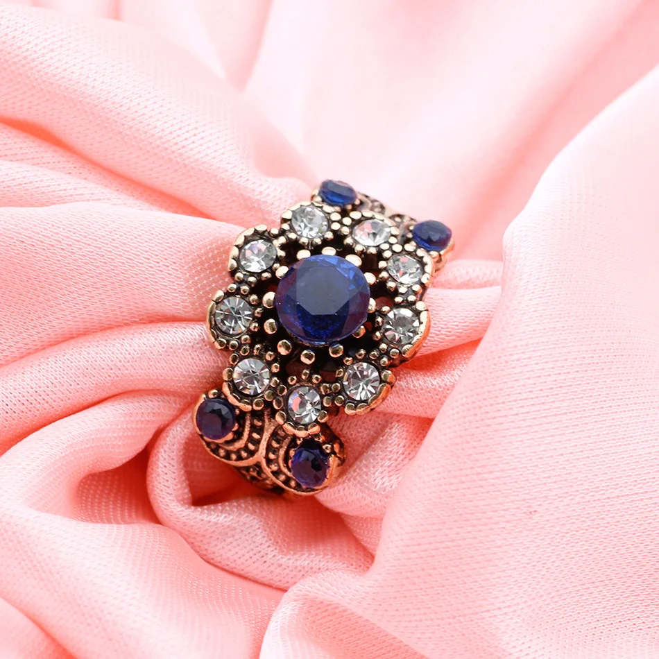 SUNSPICE MS. Turkey Rings For Women Hollow Vintage Wedding Ring Jewelry Ancient Gold Color Colorful Resin Stone Anillos Mujer