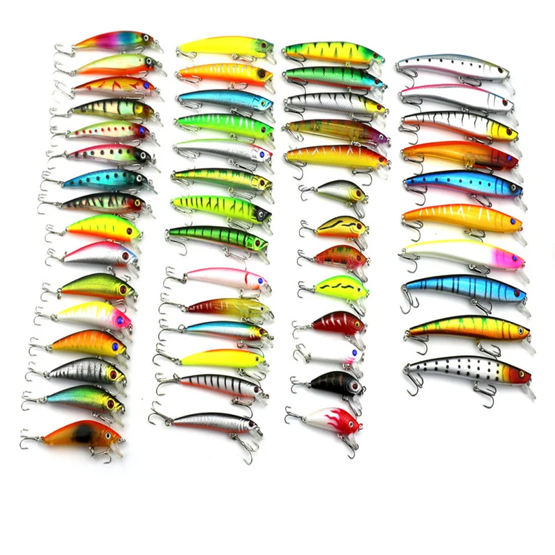 53Pcs Mixed Minnow Fishing Lure Lot Fishing Lures Artificial Hard Fishing Crank Bait Sinking Trout Bait Tackle Free Shipping