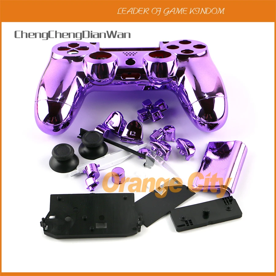 ChengChengDianWan Chrome Housing Replacement Shell Case with Buttons full controller shell case For PS4 Wireless Controller