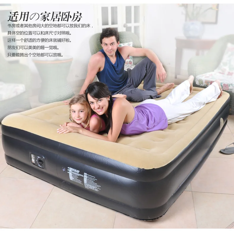 

Hot Sale Flocking Comfortable PVC Air Mattress Built-in Inflatable Pump Waterproof Safety Durable Eco-friendly Outdoor Camping