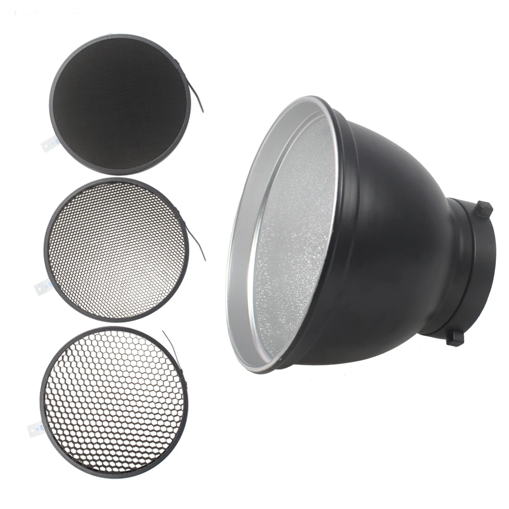 7inch/18cm Standard Reflector Diffuser with 10/30/60 Degree Honeycomb Grid for Bowens Mount Studio Light Strobe Flash