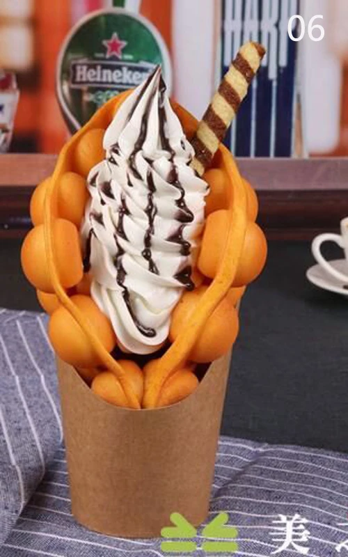 Hong kong ovo bolha waffle molde bolha ovo waffle exibição falso sorvete ovo waffle modelo de exibição