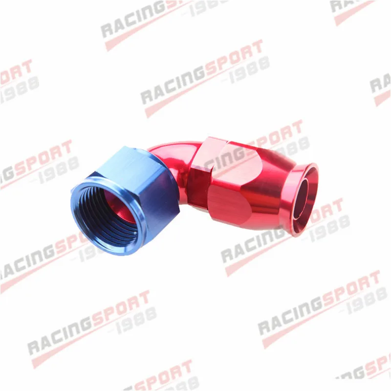 

AN12 AN-12 90 DEGREE REUSABLE SWIVEL PTFE HOSE END FITTING FULL FLOW RED/BLUE