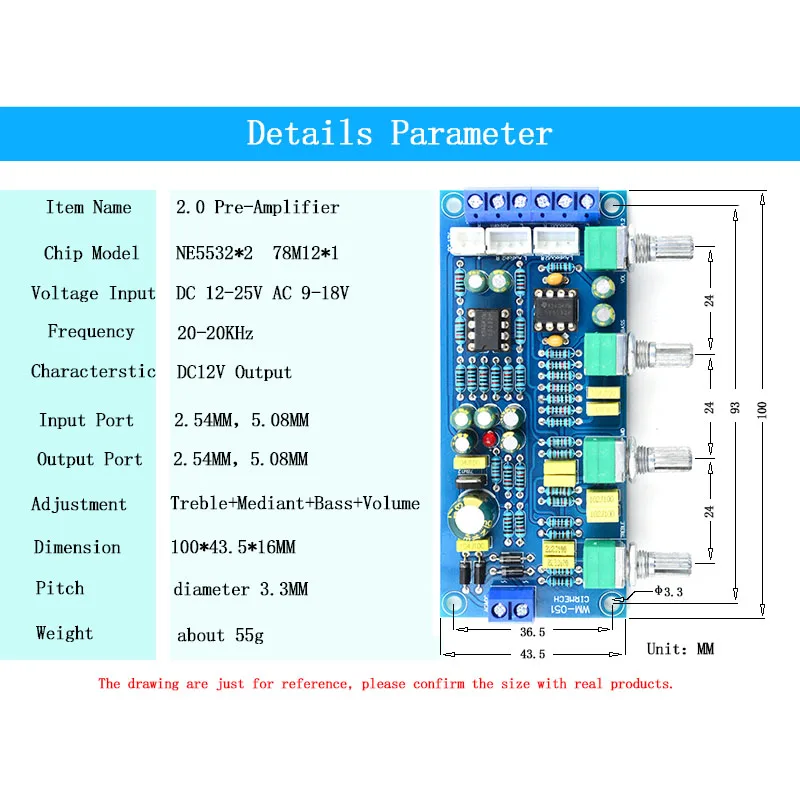 CIRMECH 2019 NE5532 OP-AMP HIFI مكبر للصوت Preamplifier حجم لهجة EQ لوحة تحكم عدة إلكترونية