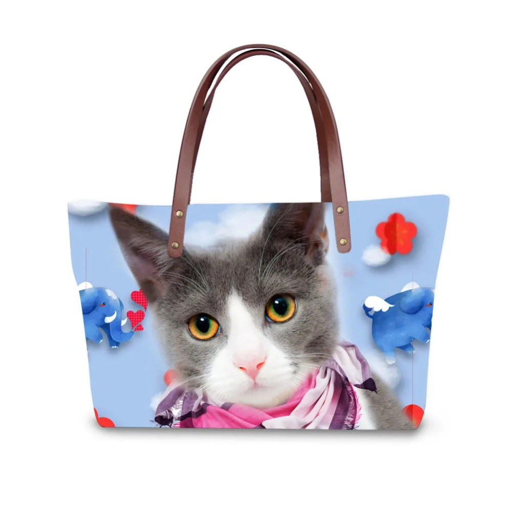 

3D Pet Cat Animals print ladies handbag women lovely note pattern handbags handbag+messenger bag+purse multifuction bags