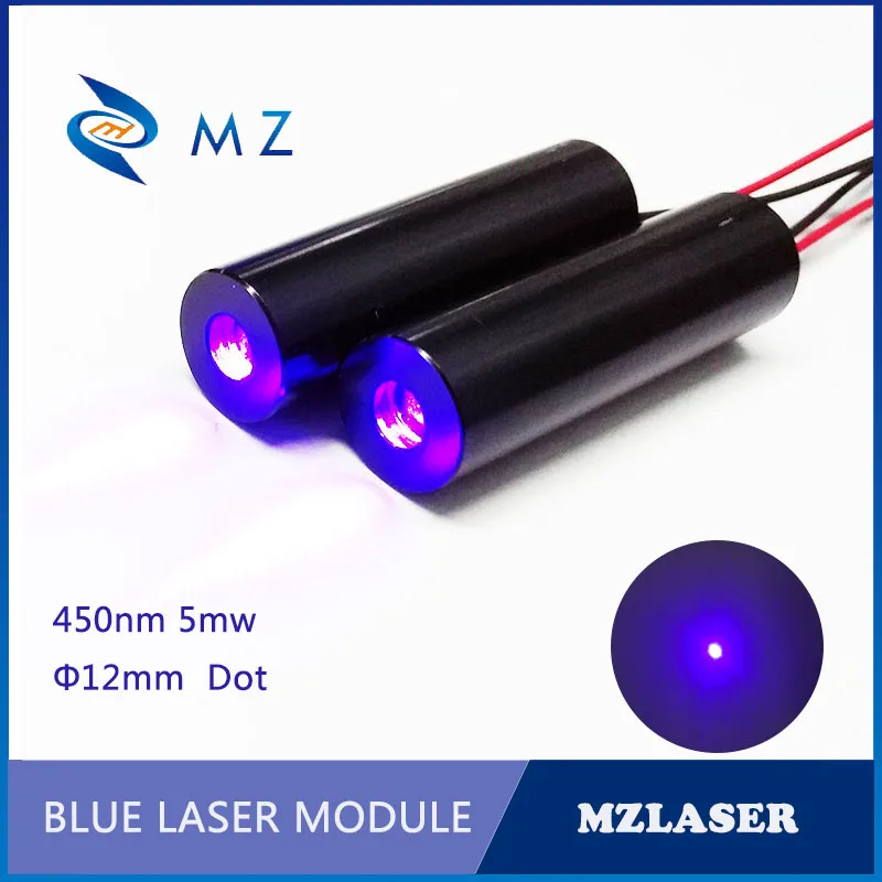 Blue Dot Laser Module 12mm 450nm 5MW Industrial Grade APC Constant Power Drive for Precision Applications