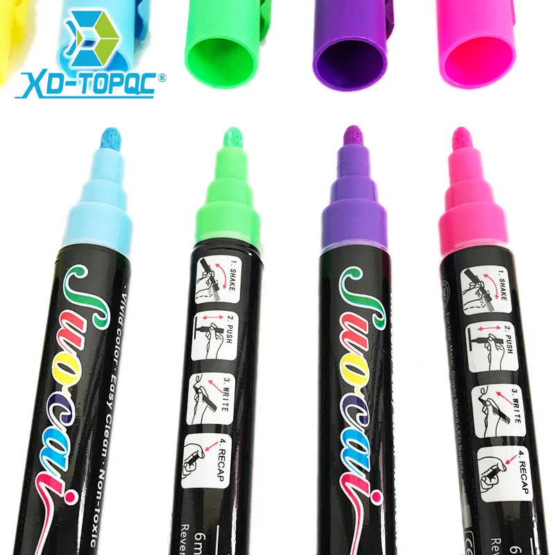 XINDI-Stylo marqueur à craie liquide effaçable, surligneur structurels ent, peinture d'art colorée, tableau blanc, tableau noir LED, nouveau, 8 pièces par lot