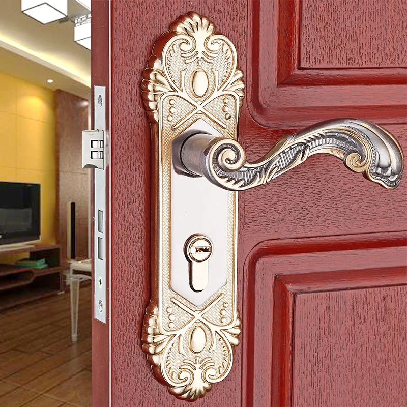 

European new aluminum alloy bedroom wooden door lock hardware lock with lock core