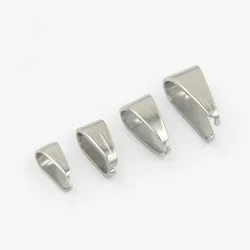 100pcs 3X7/4X9/5X10mm Stainless Steel Hook Pendant Clasp Pinch Clips Bail Pendants for DIY Necklace Jewelry Findings Accessories