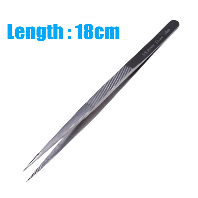 18cm Long Precision Tweezers Pinzas Pincet Stainless Steel Tweezers For Electronic Mobile Phone Repair Tools