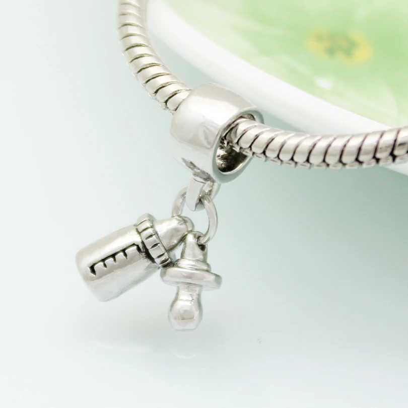 Baby bottle pacifier pendant charm beads female classic pop amulet Fit Pandora Bracelet Women's DIY Jewelry image 6