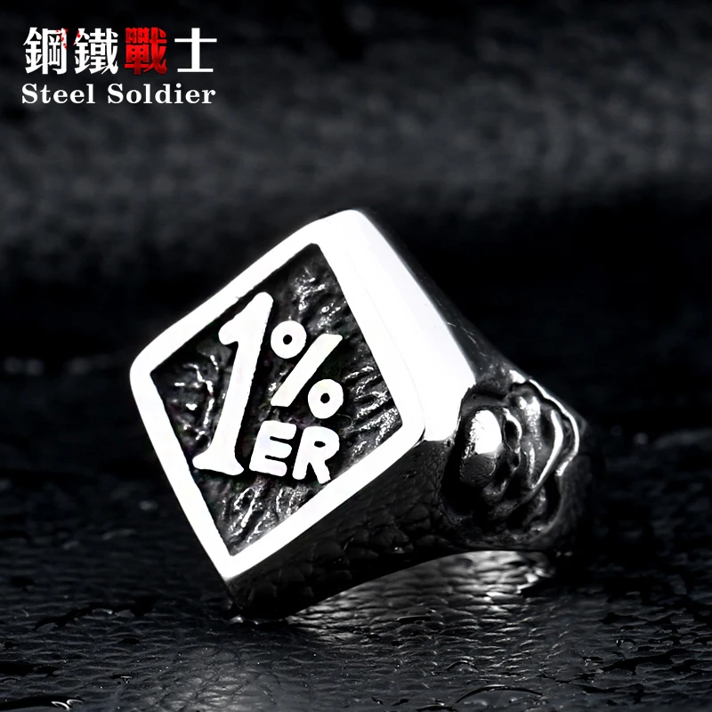 Steel soldier men biker Stainless Steel ring personality new design 1% Ring Motorcycle Ring Jewelry