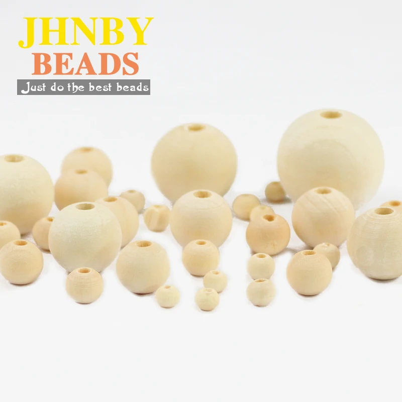 JHNBY Handmade Wooden Beads 5~30MM Natural wood Eco-Friendly Round Loose beads for Jewelry bracelet making DIY Accessories Toys